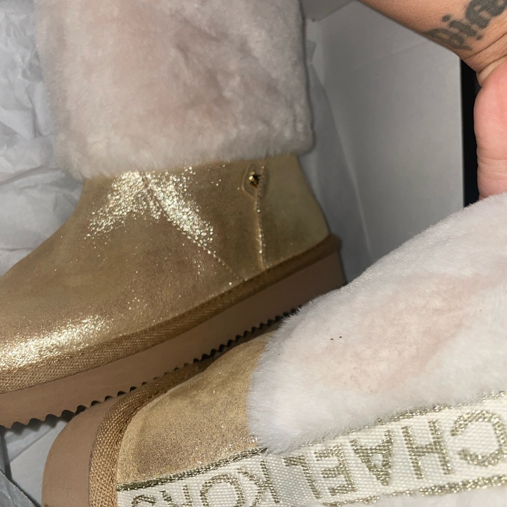 Michael Kors Gold and Cream Winter Boots